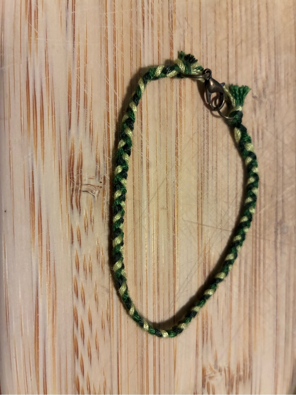 Handmade Green Braided Friendship Bracelet with Lobster Clasp